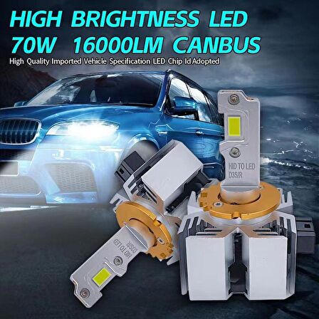 Led far ampulü D1S/R 70W 16000LM 6000K Beyaz  CANBUS 12V / LAAM927-tk