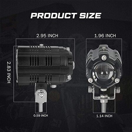 Offroad sis lambası beyaz-sarı çakarlı (6.5 cm x 4.5cm 6.5cm  )  10w 12-80v set / LASS347