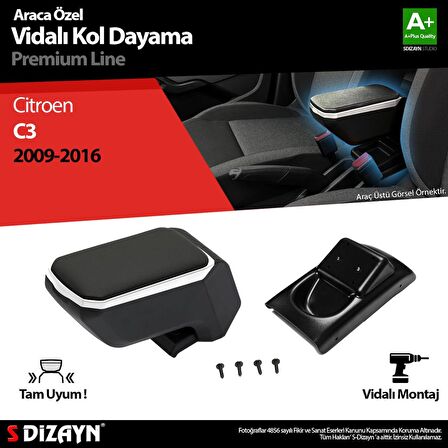 Citroen C3 Kol Dayama Kolçak ABS Vidalı Gri 2009-2016 A+Kalite