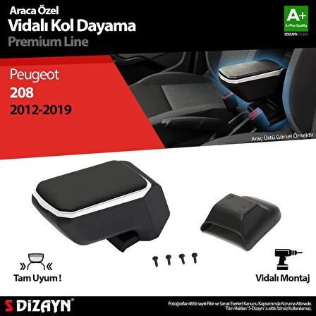 Peugeot 208 ABS Vidalı Kol Dayama Kolçak Gri 2012-2019 A+Kalite