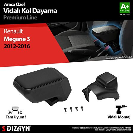 Renault Megane 3 ABS Vidalı Kol Dayama Kolçak Siyah 2012-2016 A+Kalite