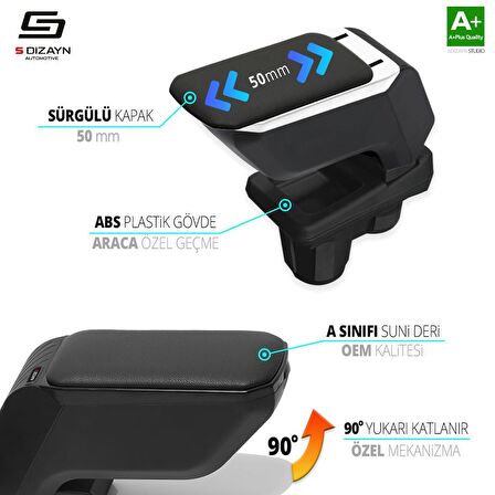 Renault Fluence Kol Dayama Kolçak Geçmeli ABS Siyah 2010 Üzeri A+Kalite