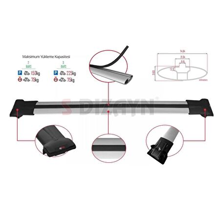 Volkswagen Amarok 2010-2016 FLY Model Gri Ara Atkı A+Kalite