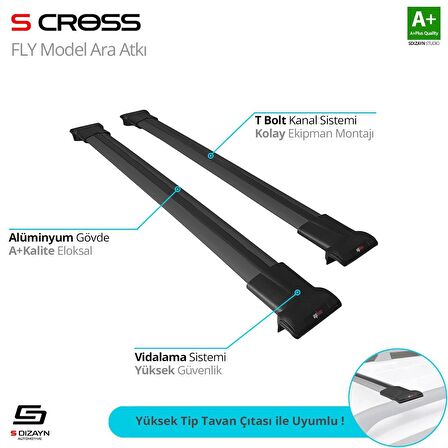 Citroen C5 Aircross SUV 2018 Üzeri FLY Model Siyah Ara Atkı A+Kalite