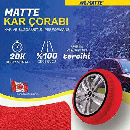 Kar Çorabı Matte 215 75 Lastik R16 Jant Ölçülerine Uyumlu Yüksek Kaliteli Zincir Muadili