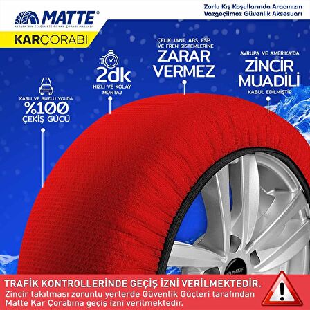 Kar Çorabı Matte 215 75 Lastik R16 Jant Ölçülerine Uyumlu Yüksek Kaliteli Zincir Muadili
