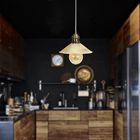 Gönen Tekli Beyaz Patinalı Modern Retro Sarkıt Mutfak Salon Avize 