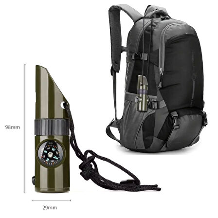 ct stones 7si 1arada Acil Durum Düdüğü,El Feneri, Termometre,Pusula,Büyüteç,Depolama Bölmeli Kampçı Düdüğü