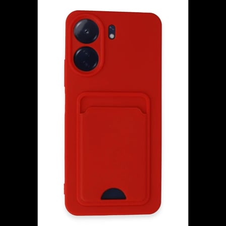 Xiaomi Redmi 13C Kılıf Kelvin Kartvizitli Silikon - Kırmızı