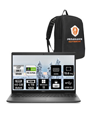 DELL Latitude 3550 i7 1355U 40GB 4TB SSD MX570A/2GB 15.6'' W11P Dizüstü Bilgisayar & PER4 ÇANTA