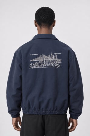 Erkek The City Nakış Detaylı Oversize Ceket Lacivert