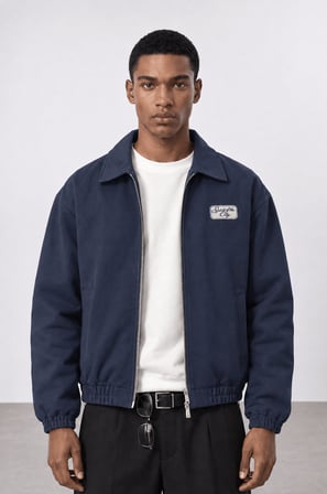Erkek The City Nakış Detaylı Oversize Ceket Lacivert