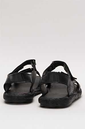 Erkek İçi Dışı Hakiki Deri Ortopetik Yazlık Esnek ve Çok Hafif Günlük Ayakkabı Sandalet SİYAH