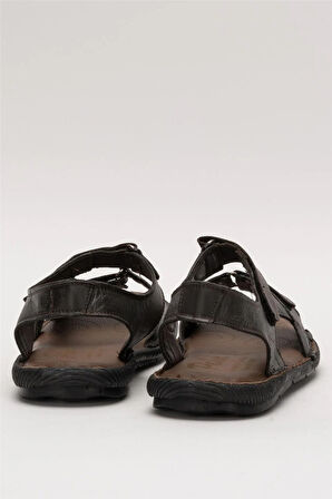 Erkek İçi Dışı Hakiki Deri Ortopetik Yazlık Esnek ve Çok Hafif Günlük Ayakkabı Sandalet KAHVERENGİ