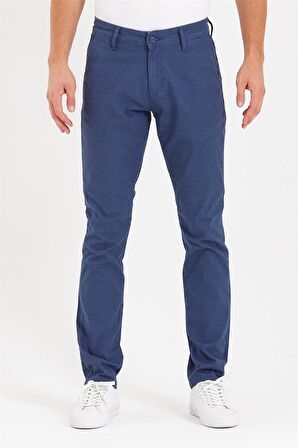 Erkek Slim Fit Yan Cep Chino Pantolon  İndigo