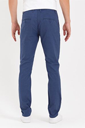 Erkek Slim Fit Yan Cep Chino Pantolon  İndigo