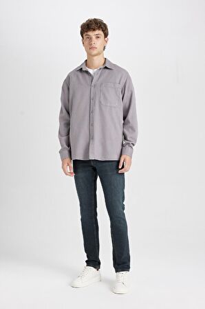 DeFacto Regular Fit Basic Düz Pamuklu Uzun Kollu Gömlek D7406AX24AUGR455