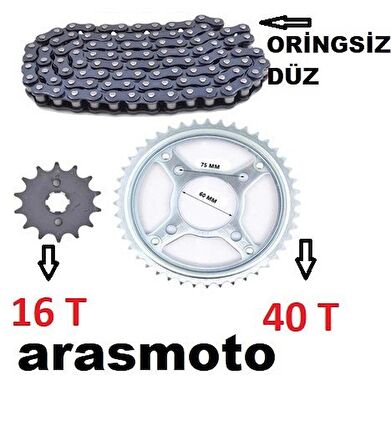Honda Cbf 150 Performans Zincir Dişli Seti Oringsiz Düz Zincirli Arka 40T ,Ön 16T - Arasmoto