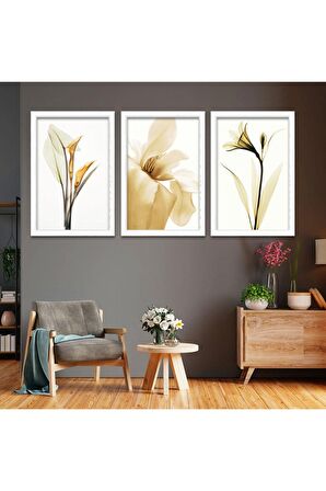 Beyaz Renkli 100 X 50 Cm Saatli Kanvas Tablo