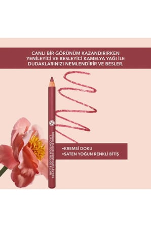 Saten Bitişli Tahta Dudak Kalemi Kremsi Doku Uzun Süreli kalıcılık 1.1 g Eflatun