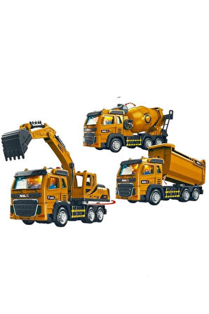 İnşaat Araçları Işıklı Sesli Tır Seti 3 'lü Oyuncak
