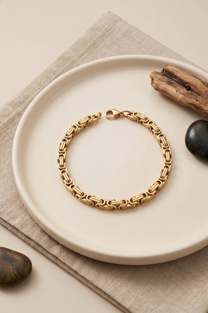 316L Çelik Gold Renk Kral Zincir Model Erkek Bileklik