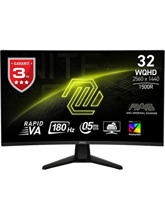 MSI MAG 32CQ6F 31.5" 0.5 ms 2K Curved 180 Hz Oyuncu Monitörü