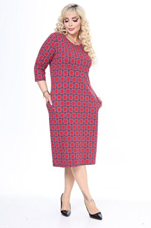 Çift Cepli Kışlık Büyük Beden Elbise 32D-2479