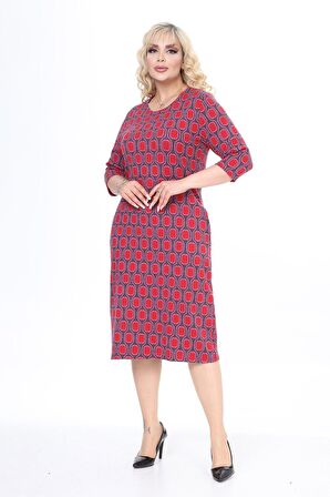 Çift Cepli Kışlık Büyük Beden Elbise 32D-2479