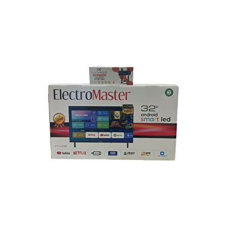 Technozi Uydu Alıcılı Full Hd Smart LED Tv 2+2 HDMI USB ETV-332 32" 81 Ekran + Askı Aparatı