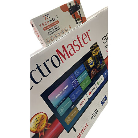 Technozi Uydu Alıcılı Full Hd Smart LED Tv 2+2 HDMI USB ETV-332 32" 81 Ekran + Askı Aparatı