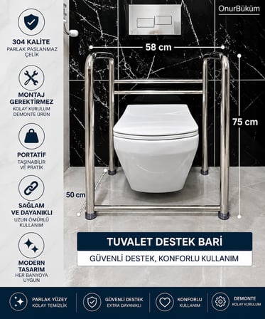 Portatif Taşınabilir Engelli Hamile WC Tutunma Barı