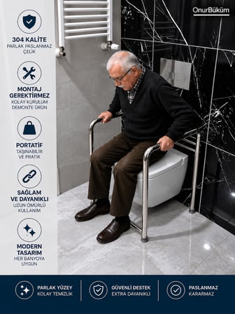 Portatif Taşınabilir Engelli Hamile WC Tutunma Barı