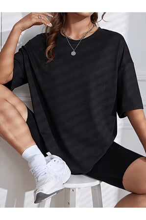Ethno-Chic Baskılı Unisex Oversize T-Shirt