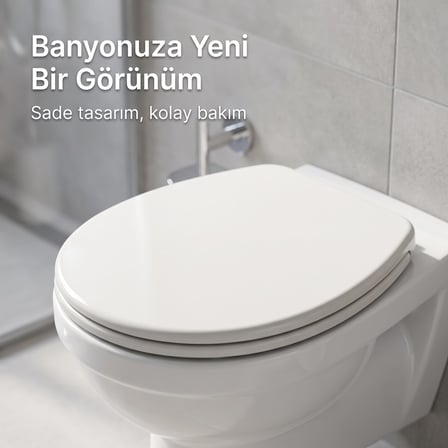 WASSEBERG Klozet Kapağı Beyaz Sert Plastik Standart Ölçü Montaj Aparatları Dahil Kolay Temizlenen Tuvalet Kapağı (Standart)