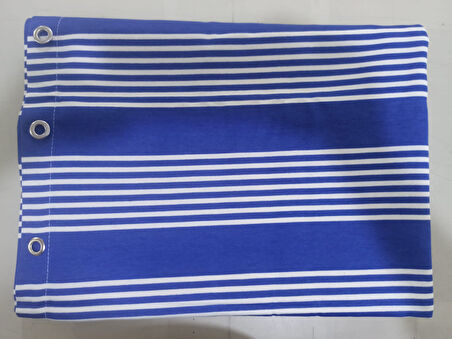 CEYLAN Home Balkon Perdesi Kuş Gözü Ölçü Seçenekli Mavi İnce Çizgili