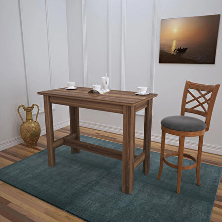 Pasific Home Barra Bar Masası Yüksek Yemek Masası, Ceviz, 120x60
