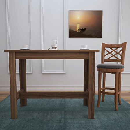 Pasific Home Barra Bar Masası Yüksek Yemek Masası, Ceviz, 120x60