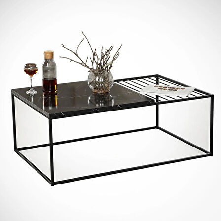Pasific Home Zinus Metal Orta Sehpa, Siyah Mermer