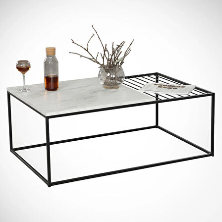 Pasific Home Zinus Metal Orta Sehpa, Beyaz Mermer