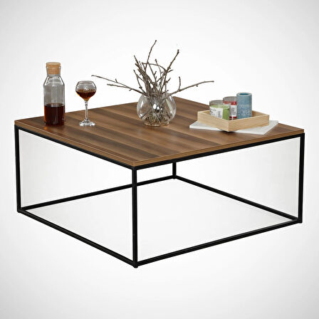 Pasific Home Poly Metal Orta Sehpa, Kare Orta Sehpa, Ceviz