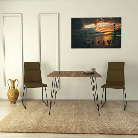 Pasific Home Sandalf Metal Ayaklı Mutfak Masası, Kare 90x90, Ceviz