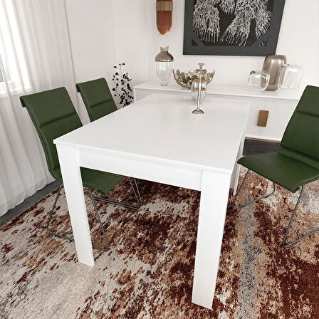 Pasific Home Single Mutfak Yemek Masası, 120x80 cm, Dikdörtgen, Parlak Beyaz