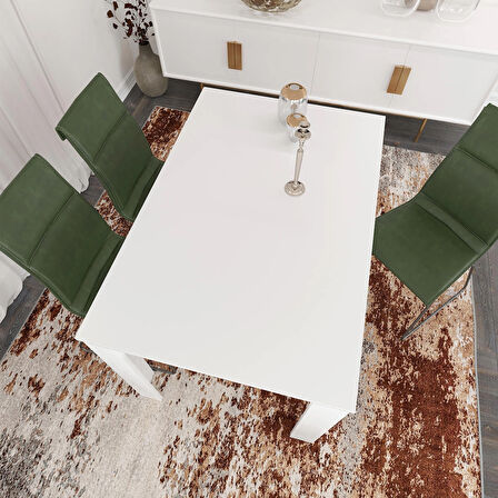 Pasific Home Single Mutfak Yemek Masası, 120x80 cm, Dikdörtgen, Parlak Beyaz