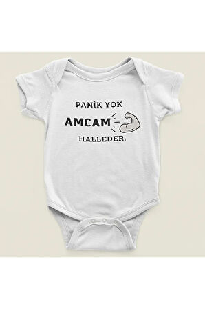 Panik Yok Amcam Halleder ! Yazılı Pamuklu Yumuşak Unisex Çıtçıtlı Body Zıbın