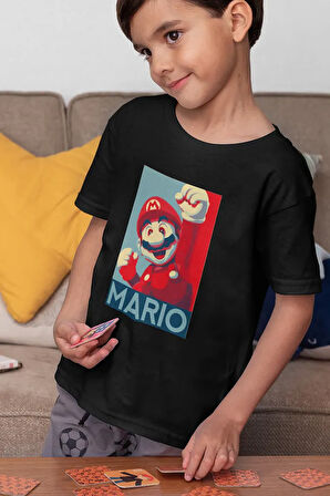 Süper Mario Baskılı Unisex Oyun Çocuk Tişört (1-12 YAŞ)