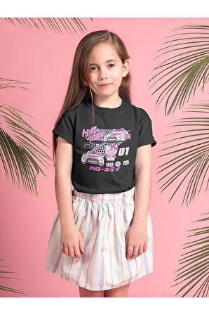Hello Kitty Yarış Pilotu Baskılı Unisex Çizgi Film Çocuk Tişört (1-12 YAŞ)