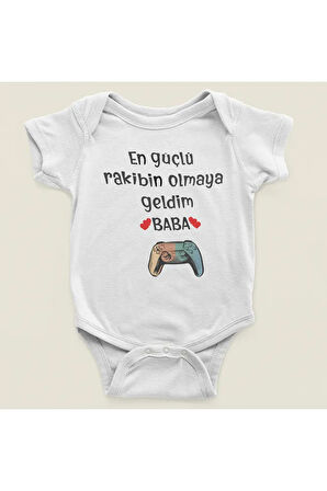 En Güçlü Rakibin Olmaya Geldim Baba ! Yazılı Pamuklu Yumuşak Unisex Çıtçıtlı Body Zıbın