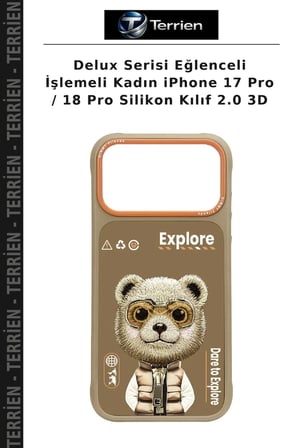 Delux Serisi Eğlenceli İşlemeli Kadın iPhone 17 Pro / 18 Pro Silikon Kılıf 2.0 3D