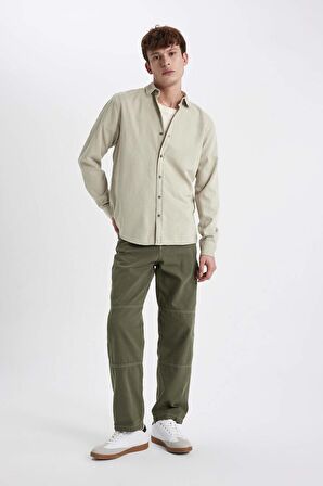 DeFacto Regular Fit Tensel Uzun Kollu Basic Düz Gömlek B6154AX23AUBG738